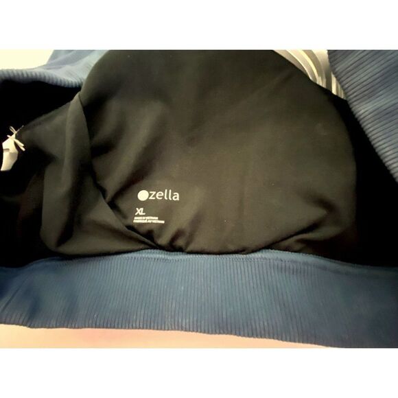 ZELLA Nordstrom Sz XL Live In Blue Rib Sports Bra Square Neck V-Back NEW - Picture 5 of 5